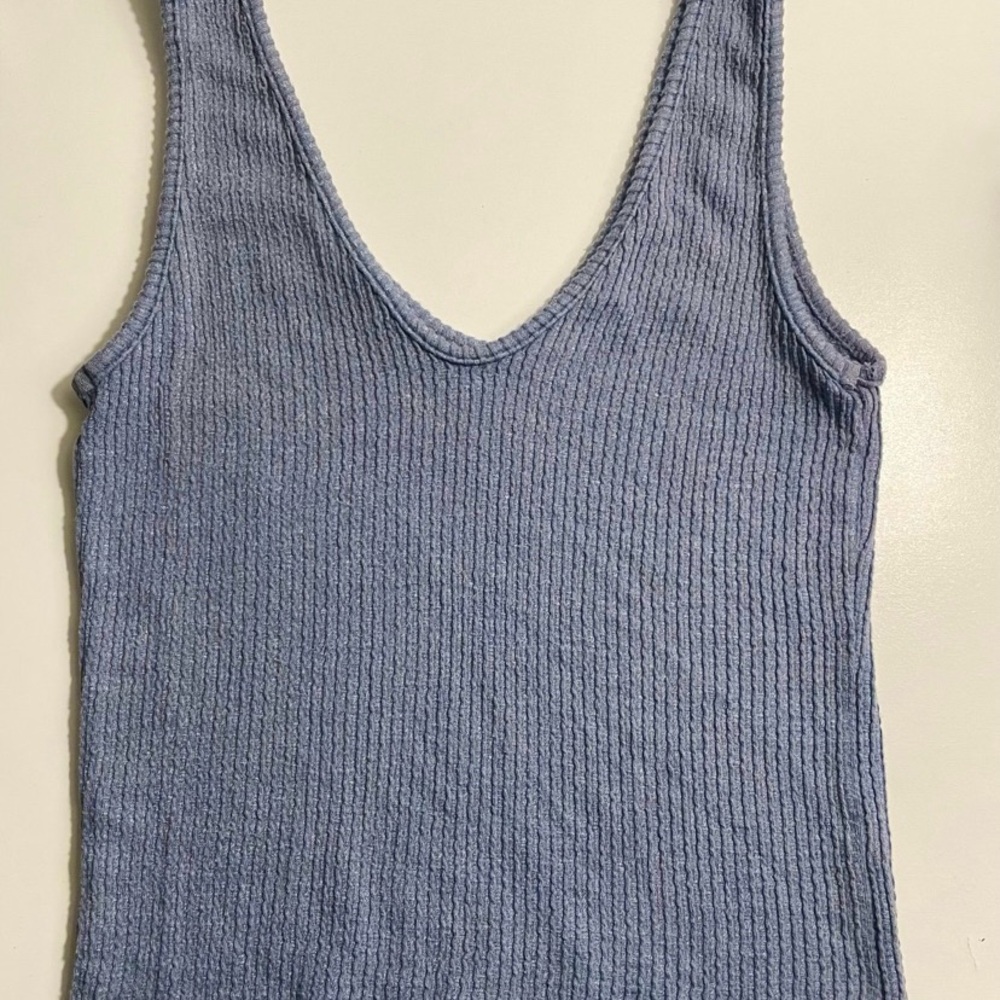 Caution To The Wind light blue Ribbed Tank Top